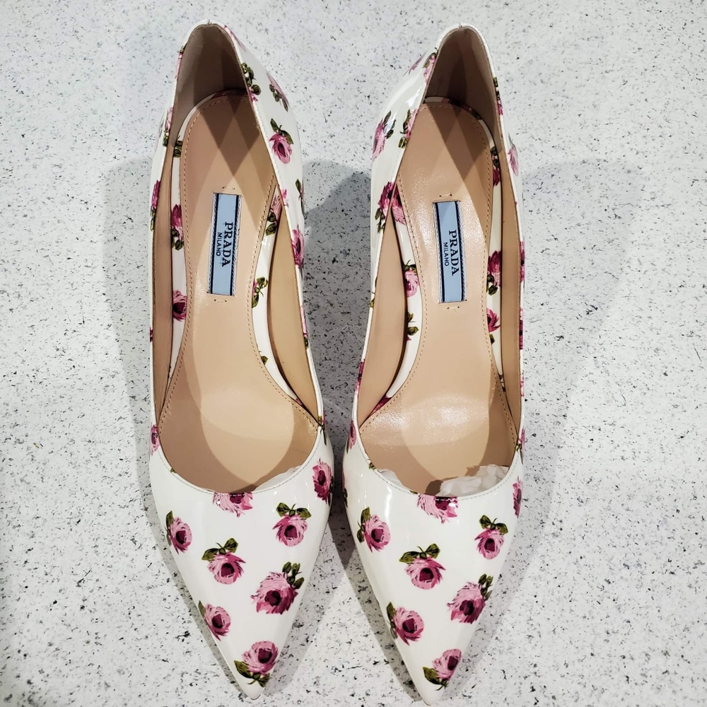 Prada Women's Floral High Heels Size 38